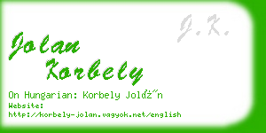 jolan korbely business card